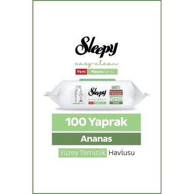 Влажни кърпи за повърхности Sleepy Easy Clean Ананас 100 бр.  Почистване без следи