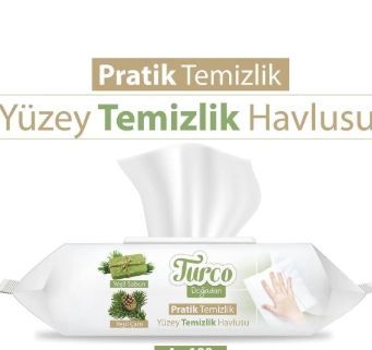 Влажни кърпи Turco Doğadan Зелен сапун и Бор. За повърхности