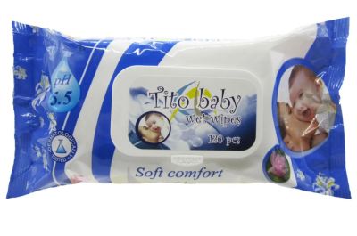 Бебешки Влажни Кърпички Tito Baby Soft Comfort  120 бр. с Капак, pH 5.5