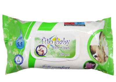 Бебешки Влажни Кърпички Tito Baby Soft Comfort  120 бр. с Капак, pH 5.5